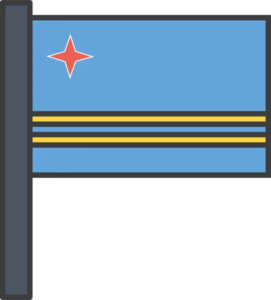 Ikona Flagi Kraju Aruba Stylu Wypełnionym — Wektor stockowy