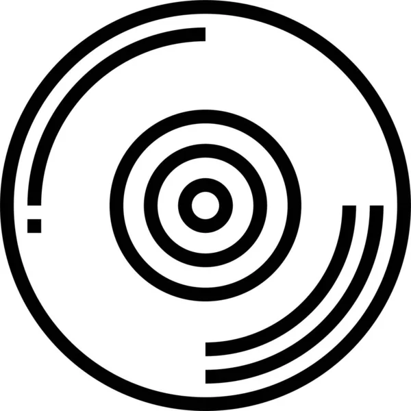 アウトラインスタイルのオーディオディスクレコードアイコン — ストックベクタ