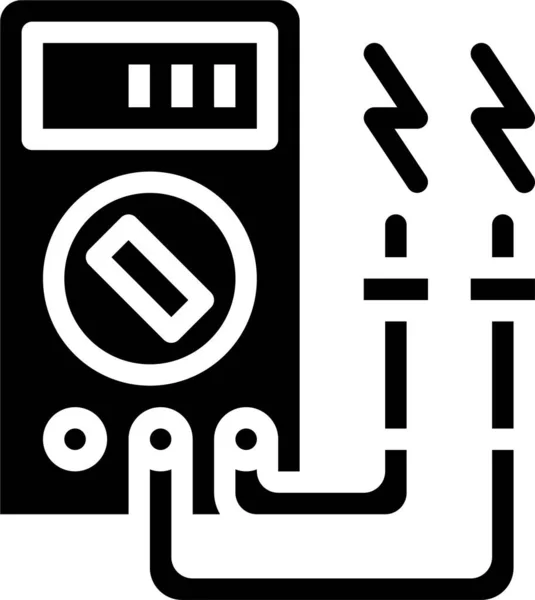 Icona Del Misuratore Elettronico Dell Amperometro Stile Solido — Vettoriale Stock