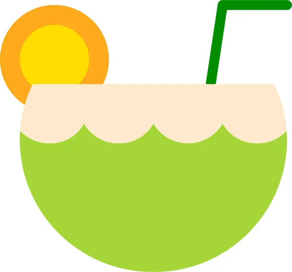Drank Kokosnoot Fruit Icoon — Stockvector