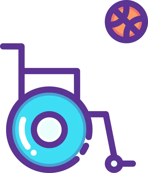 Icône Jeux Basket Ball Handicapés Dans Style Contour Rempli — Image vectorielle