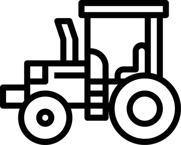 Farm Mezőgazdasági Traktor Ikon Körvonalazott Stílusban — Stock Vector