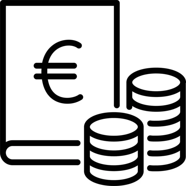 Dépôt Bancaire Icône Euro Dans Style Contour — Image vectorielle
