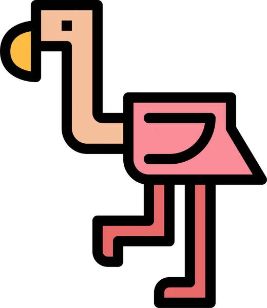 Djur Fågel Flamingo Ikon Ifylld Konturstil — Stock vektor
