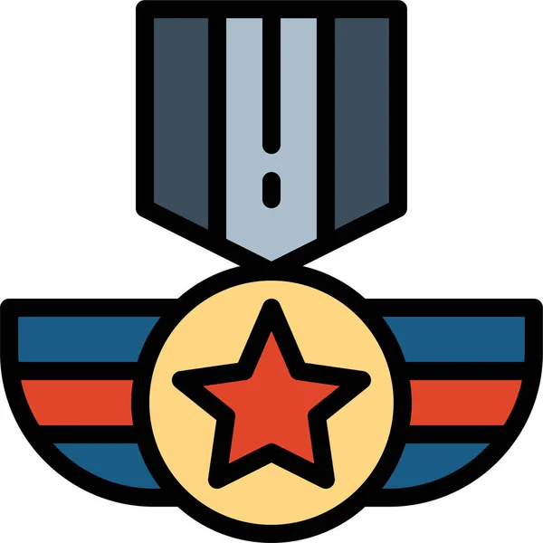 Award Certification Medal Icon Filledoutline Style — Stock Vector