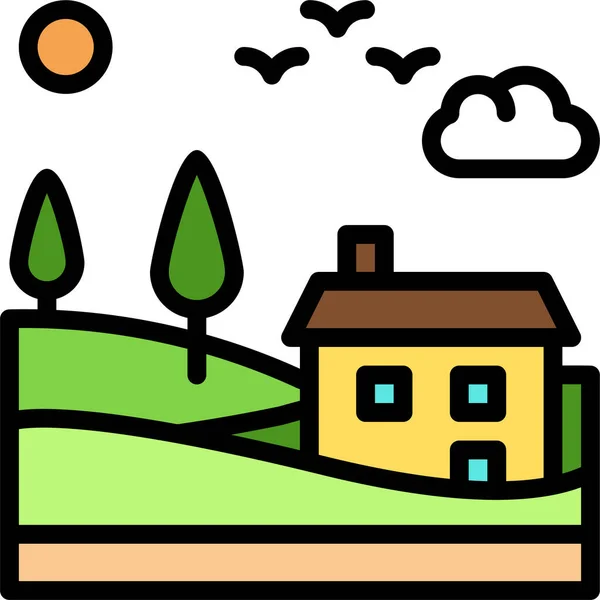 Landschap Land Terrein Icoon Filedoutline Stijl — Stockvector