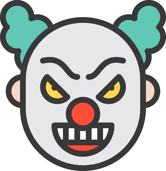 Personaggio Clown Icona Halloween Pieno Stile Contorno — Vettoriale Stock
