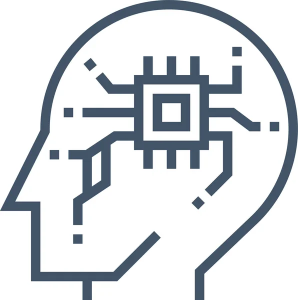 Icono Inteligencia Cerebral Artificial Estilo Esquema — Vector de stock
