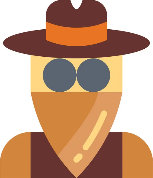 Avatar Cowboy Pessoas Ícone Estilo Plano — Vetor de Stock