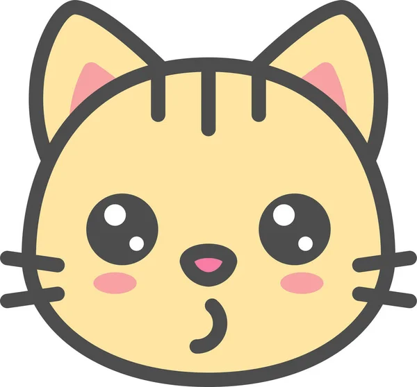 Gato Lindo Cara Icono Filledoutline Estilo — Vector de stock