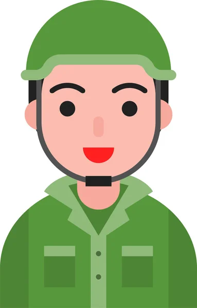 Armée Avatar Homme Icône Dans Style Plat — Image vectorielle