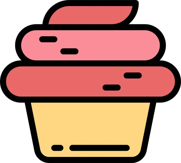 Panificação Bolo Cupcake Ícone Estilo Filledoutline — Vetor de Stock