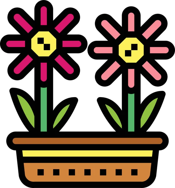 Flor Icono Flores Botánicas Estilo Filledoutline — Vector de stock