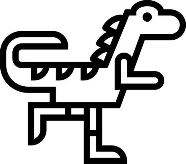 アロサウルス動物肉食動物のアイコンをアウトラインスタイルで表示 — ストックベクタ