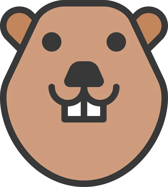 Animal Bever Face Icon Filledoutline Style — 图库矢量图片