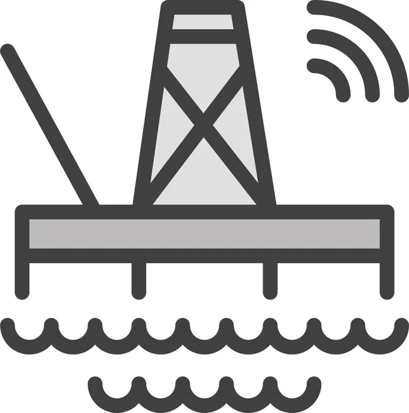 Oil Platform Rig Drilling Icon — 图库矢量图片