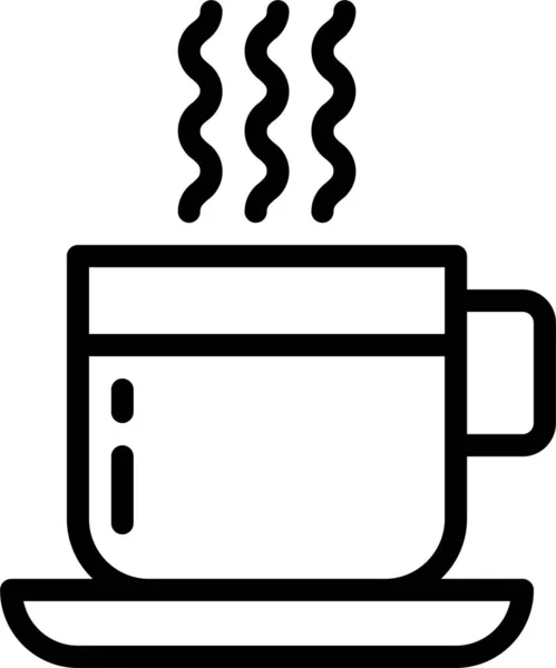 Koffie Kopje Warme Drank Pictogram Omtrek Stijl — Stockvector