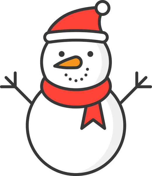 クリスマス雪の雪だるまのアイコンファイルアウトラインスタイル — ストックベクタ