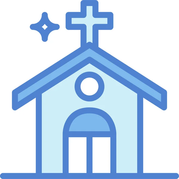 Gebouwen Christelijke Kerk Icoon Filedoutline Stijl — Stockvector