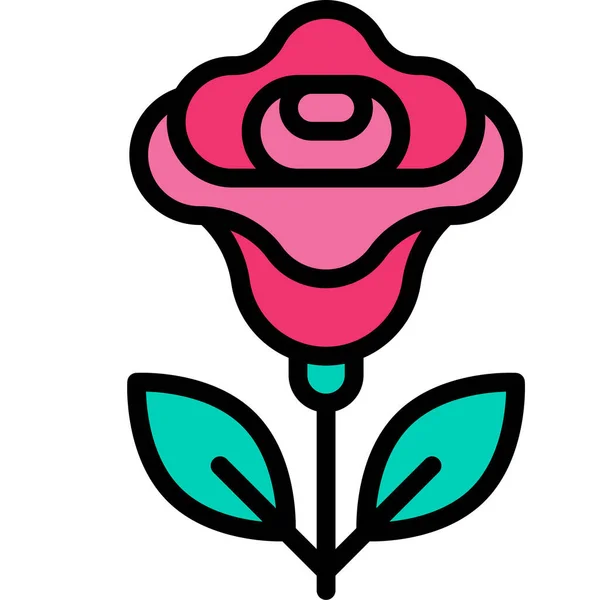 Rose Fleur Amour Icône — Image vectorielle