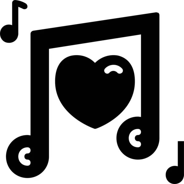 Hjärtan Älskar Musik Ikon Solid Stil — Stock vektor