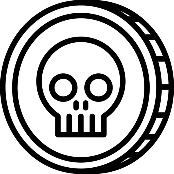 Moneda Peligrosa Icono Halloween Estilo Esquema — Vector de stock