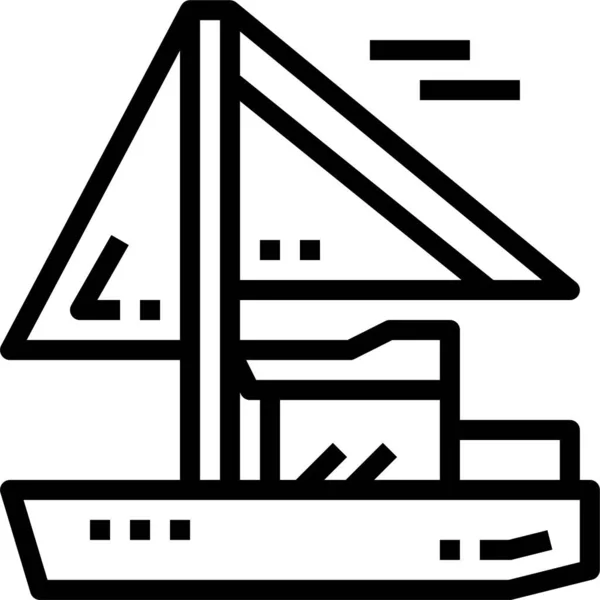 Barco Veleiro Ícone Transporte Estilo Esboço — Vetor de Stock