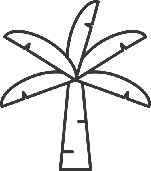 Cocotier Icône Arbre Été Dans Style Contour — Image vectorielle