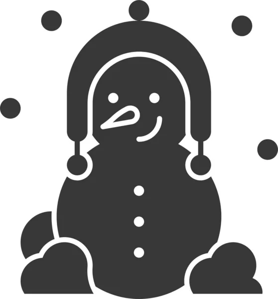 Χριστούγεννα Εικονίδιο Χιονάνθρωπος Χιόνι Στερεό Στυλ — Διανυσματικό Αρχείο