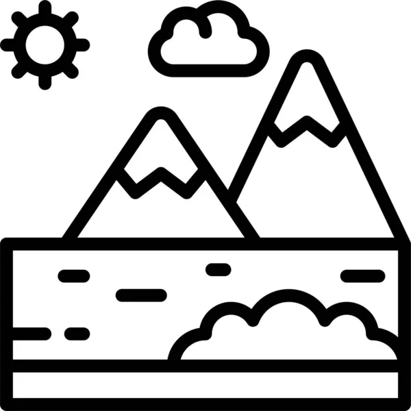 Paisaje Terreno Icono Del Terreno Estilo Del Esquema — Vector de stock