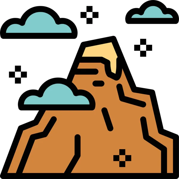 Wandelen Landschap Berg Icoon Filedoutline Stijl — Stockvector