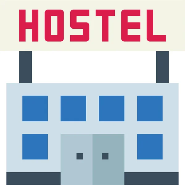 Gebouwen Vakantie Hostel Pictogram Platte Stijl — Stockvector