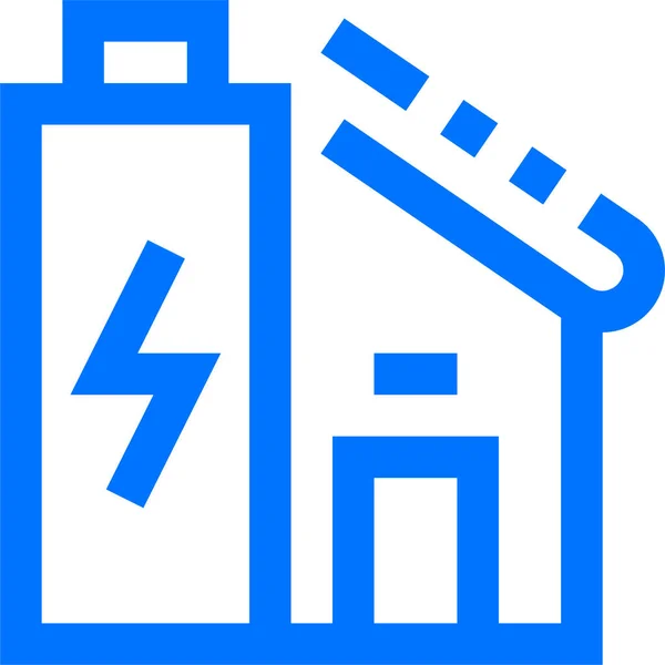 Batterij Gebouwen Laden Pictogram Omtrek Stijl — Stockvector