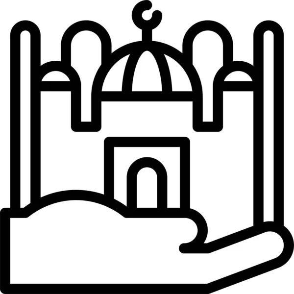 Рука Ислама Иконка Мечети Стиле Наброска — стоковый вектор