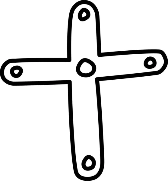 Cristiano Icono Cruz Cristiana Estilo Del Esquema — Vector de stock