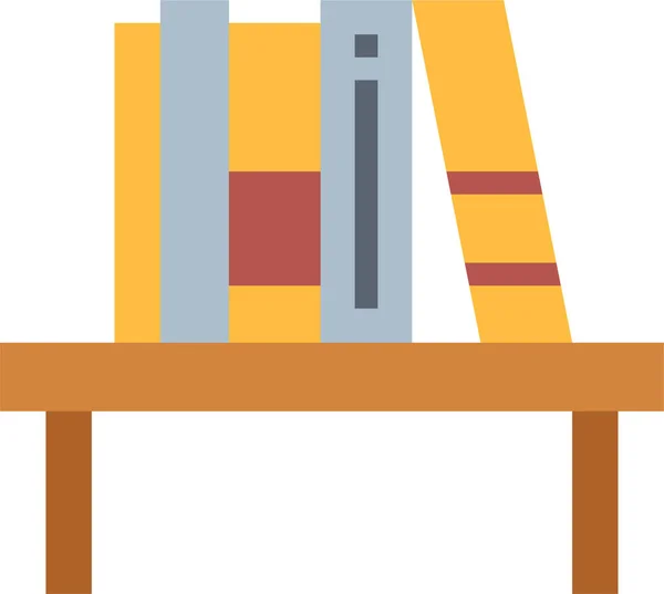 Books Bookshelf Furniture Icon Flat Style — Stock Vector