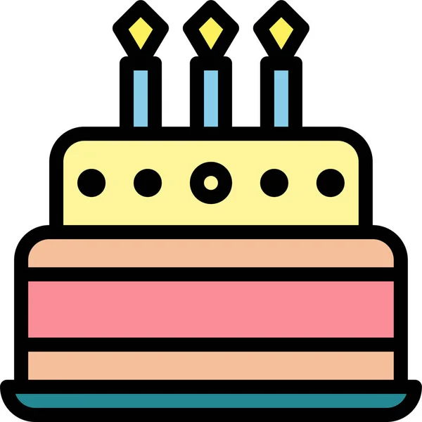 Иконка Торта День Рождения Пекарни Стиле Фиброплана — стоковый вектор