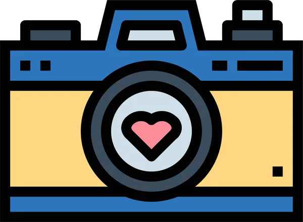 Camera Image Love Icon Filledoutline Style — Stock Vector