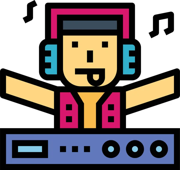 Disc Jockey Icon Filledoutline Style — Stock Vector