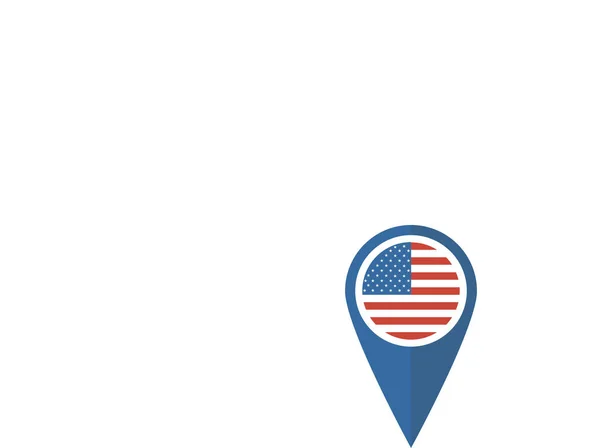 America Vlag Kaart Pictogram Platte Stijl — Stockvector