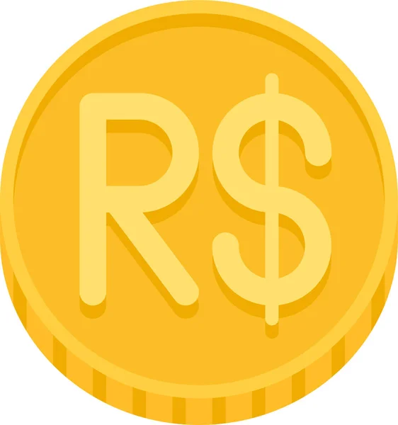 Moneda Brasileña Dinero Real Icono — Vector de stock