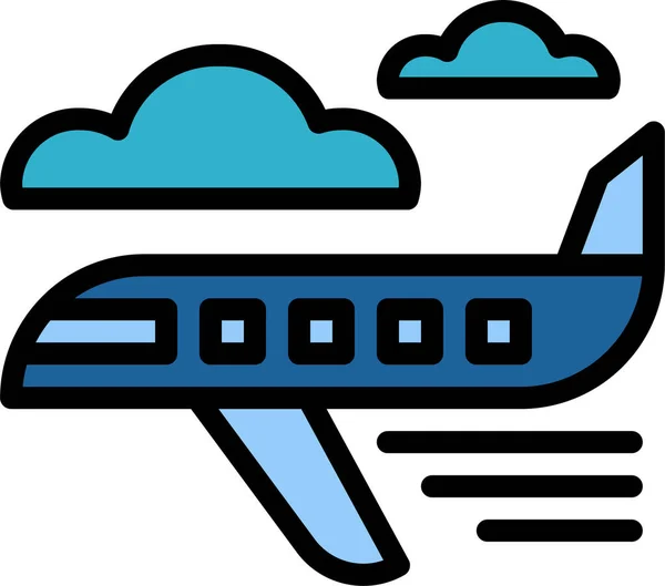 Airplane Flight Transport Icon Filledoutline Style — Stock Vector