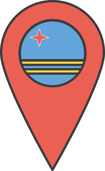 Aruba Country Flag Icon Filledoutline Style — Stock Vector