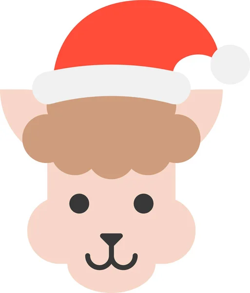 Alpaka Zvíře Vánoční Ikona — Stockový vektor