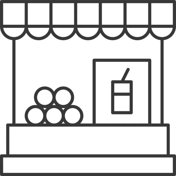 Market Shop Stall Icon Outline Style — Stock Vector