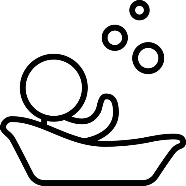 Burbujas Baño Icono Higiene Estilo Del Esquema — Vector de stock