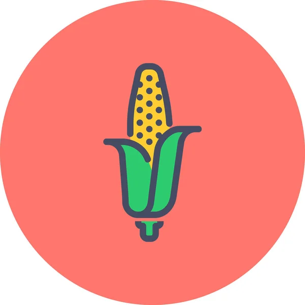 Amerikai Kukorica Élelmiszer Ikon Töltelékvázlatos Stílusban — Stock Vector