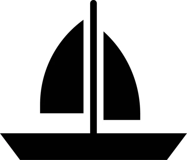 Barco Vela Ícone Tropical Estilo Sólido — Vetor de Stock