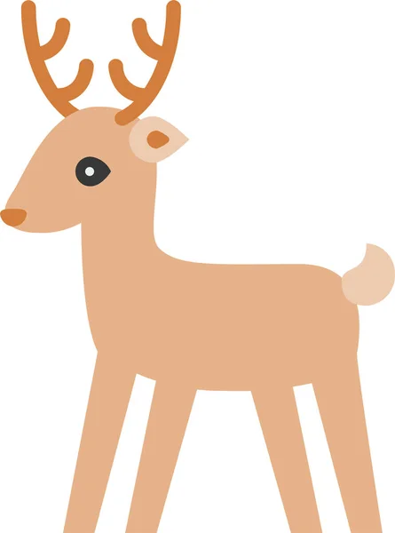 Animal Cute Deer Icon Flat Style — Stock Vector