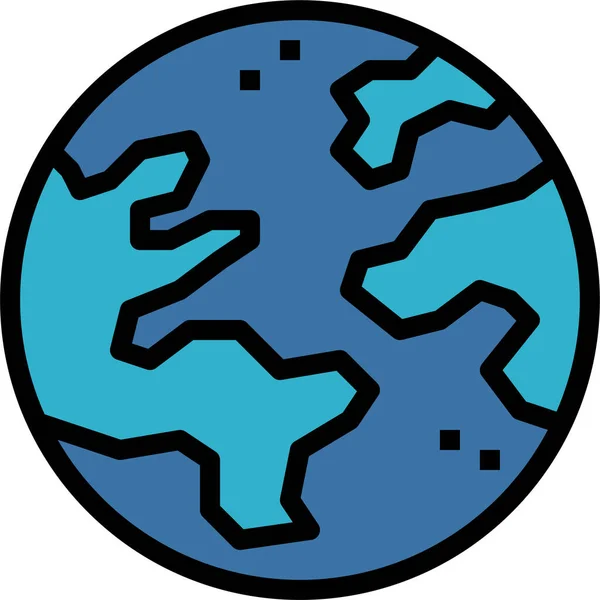 Weltraum Ikone Des Planeten Erde Umrissstil — Stockvektor
